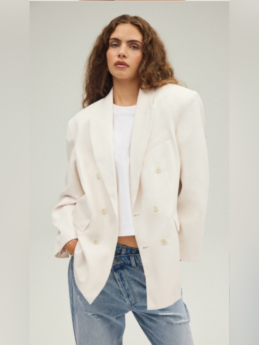 DC Cream Double-Breasted Women's Blazer